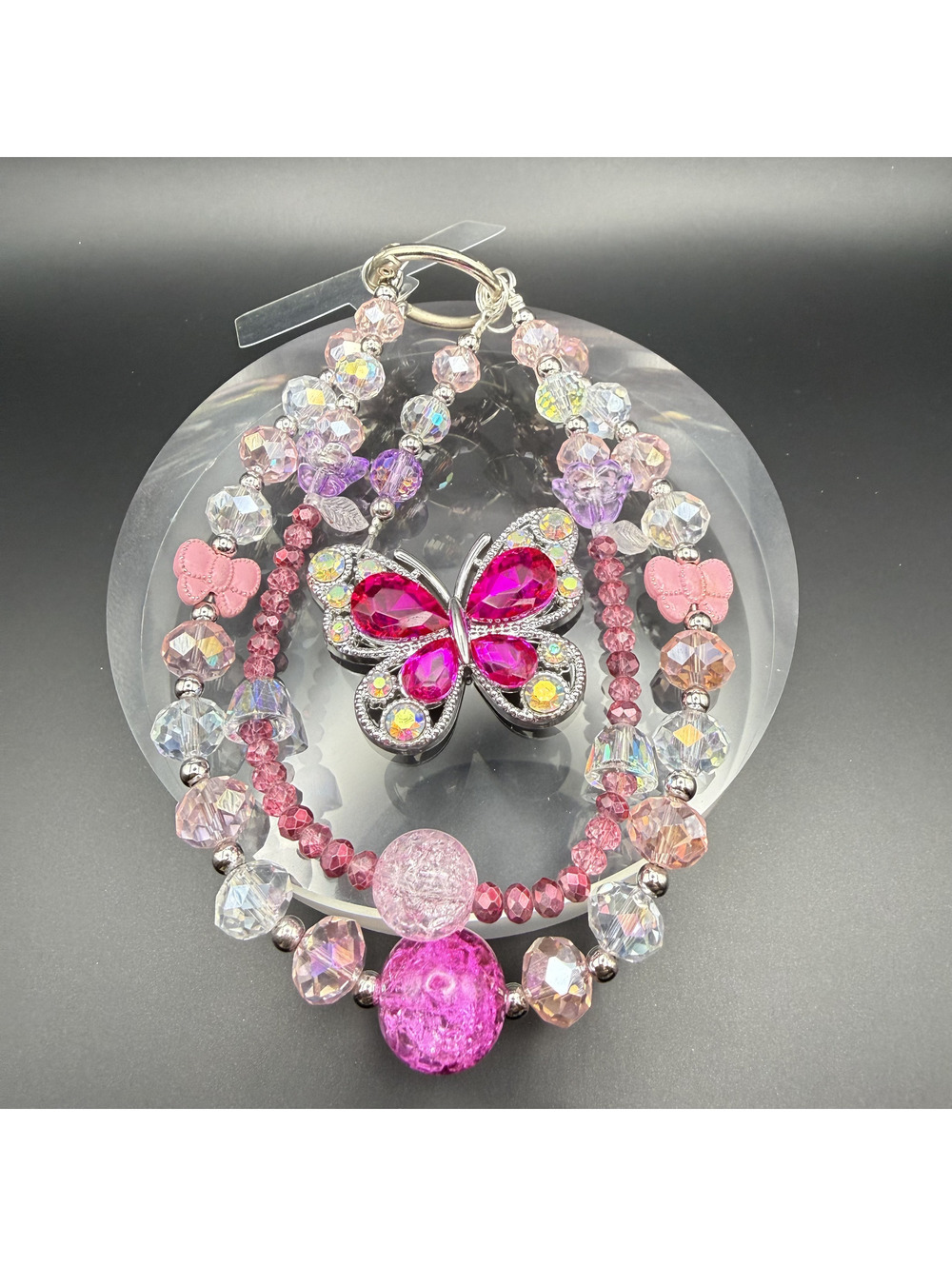 Candy+Clover Hot Pink Butterfly Bag Purse Phone Charm Chain Strap
